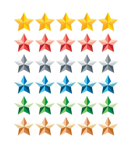 Shiny Five Star Rating Icon Collection Set Design Vector Feedback — Vector de stock