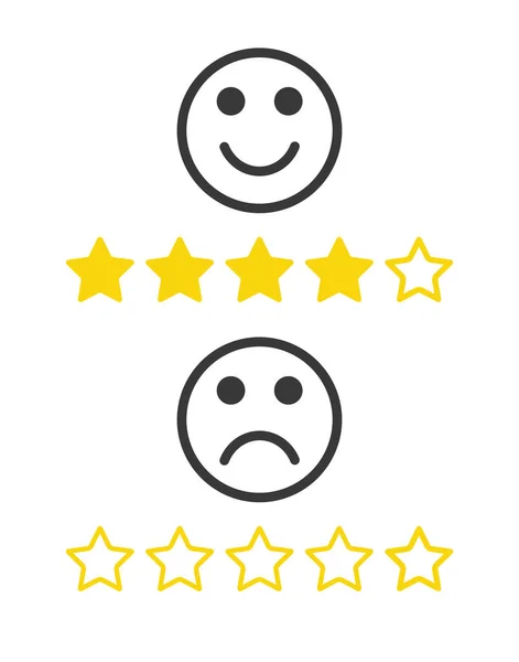 Emoticon Good Bad Star Rating Review Icon Design Vector Feedback — Vector de stock