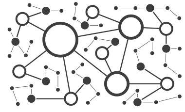 Kullanıcı ağı bağlantılı noktalar ve satırlar fintech arkaplan şablonu. Teknoloji engelleme zinciri küresel dijital veritabanı grafik vektörü.