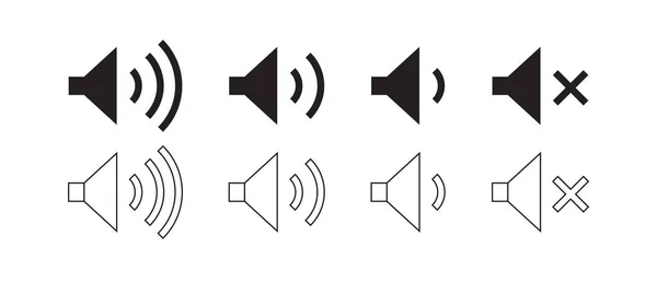 Vector Volume Icons Set Collection Design Flat Outline Sytle Volume — Διανυσματικό Αρχείο