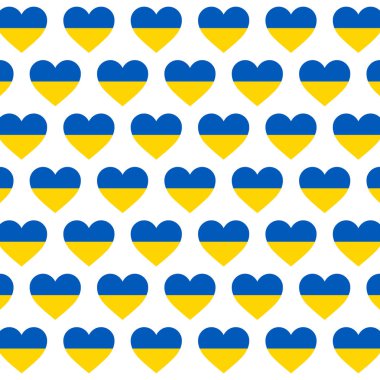 Ukrayna, kalp modelini sever. Mavi sarı renkler, vektör çizim şablonu tasarlar. Barış ulusu afiş arka planı.