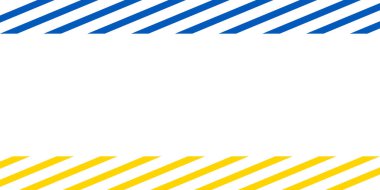 Ukrayna mavi ve sarı köşegen basit çizgi çizgili arka plan şablonu ve boş beyaz boşluk. Barış ulusu işareti pankartı.