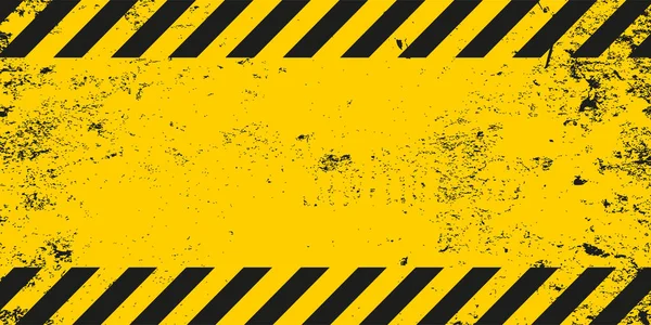 Grunge Warning Striped Black Yellow Line Texture Background Template Construction — Vector de stock