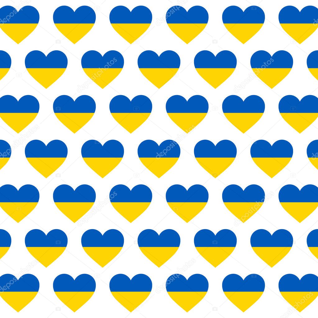 Ukraine love heart pattern blue yellow colors design vector illustration template. Peace nation sign banner background.