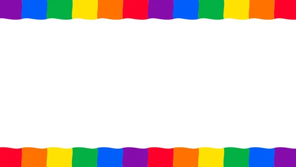Wavy Flagge Gestreifte Linie Grenze Rahmen Regenbogen Hintergrund Design Glückliche — Stockvektor