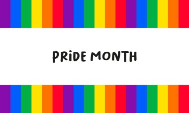 Yatay pankart renkli mutlu LGBT gurur ayı tema arkaplan vektör tasarım şablonu.