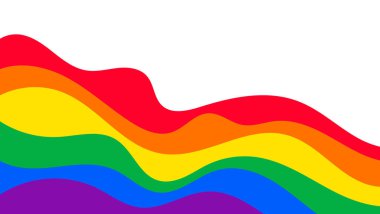 Gökkuşağı renkli dalga çizgisi arka plan tasarımı. Mutlu LGBT gurur ayı tema şablonu. 