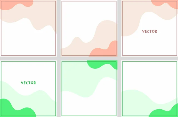 Minimal Simple Cute Wavy Square Post Background Design Vector Collection — Vetor de Stock