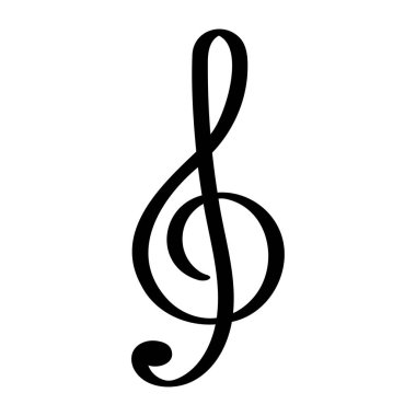 El çizimi treble anahtar nota simgesi vektör tasarımı.