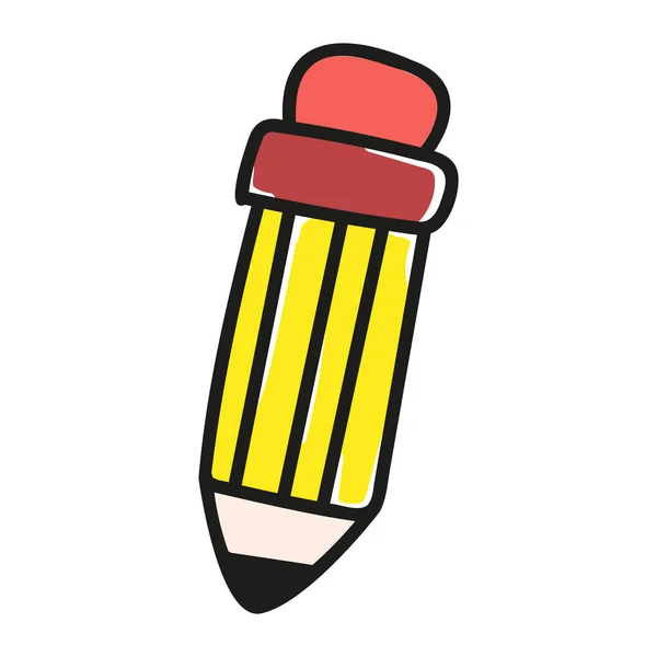 Hand Drawn Cartoon Cute Pencil Write Design Graphic Education School — Stock Vector