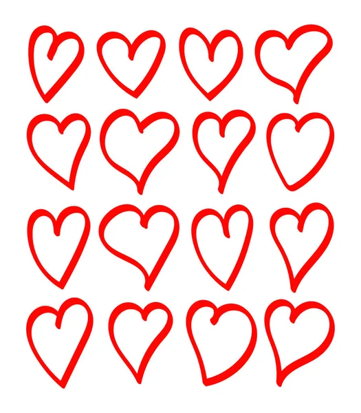 Doodle Desenhado Mão Amor Coração Design Ilustração Coleção Set Romance — Vetor de Stock