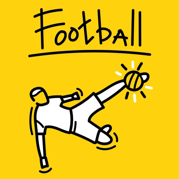 Hand Drawn Doodle Football Soccer Player Athlete Kicking Ball Design —  Vetores de Stock