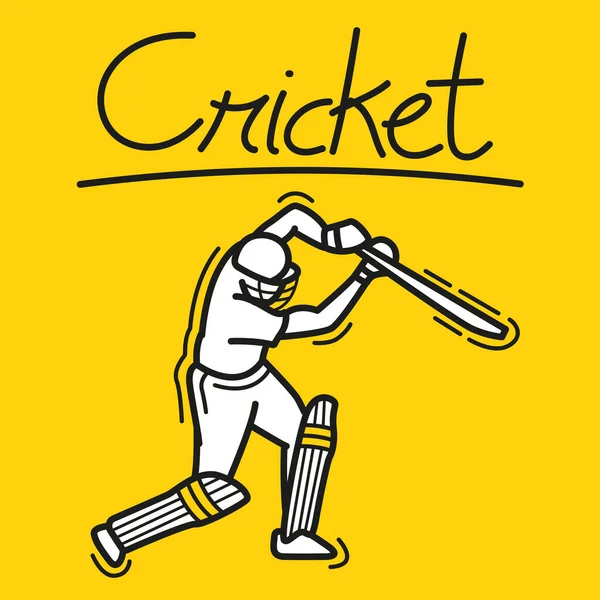 Joueur Cricket Doodle Dessiné Main Vecteur Illustration Conception Athlète Modèle — Image vectorielle