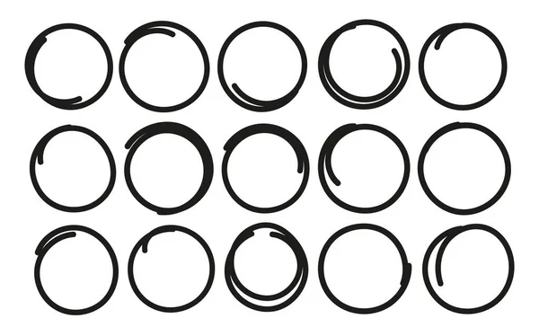 Hand Drawn Circle Line Sketch Set Circular Scribble Doodle Message — Wektor stockowy