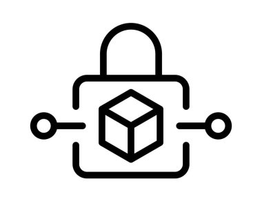 Asma kilit ikon tasarım şablonunda engelleme zinciri kilidi. Güvenlik koruma sistemi sembolü.