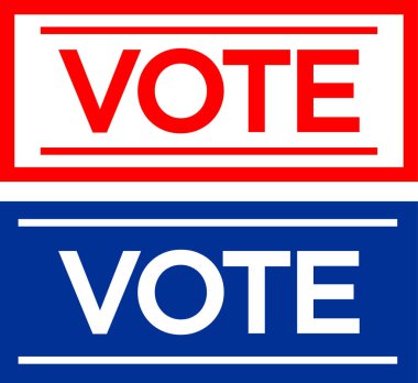 Simple vote election check mark sign design template. Blue and red colors theme.