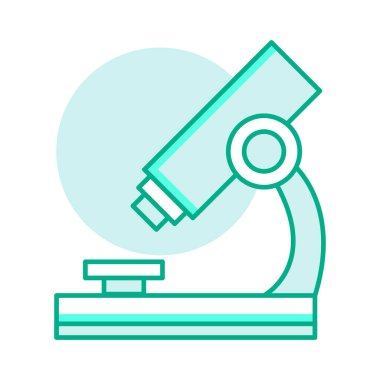 Basit renkli düz mikroskop ikonu tasarımı. Tıbbi laboratuvar sembolü vektörü.