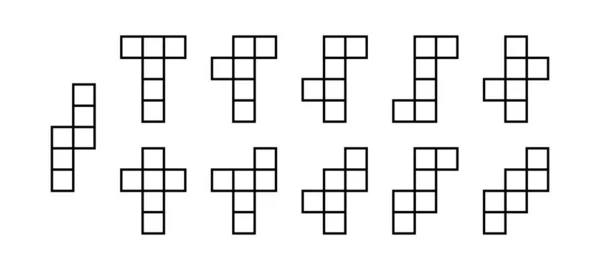 Simple Net Cube Form Design Vector Template Math Education Geometry — Image vectorielle