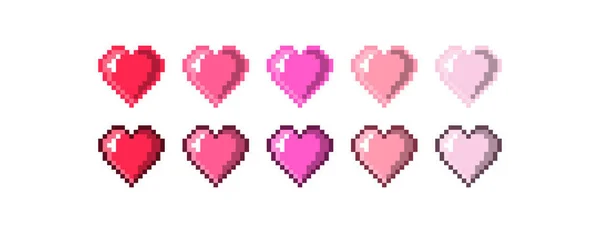 Pixel Love Valentine Icon Design Template Pink Red Peach Colors — Διανυσματικό Αρχείο