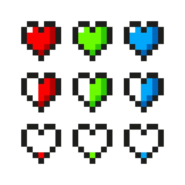 Pixel Love Heart Icon Design Template Arcade Game Energy Health — Stock vektor