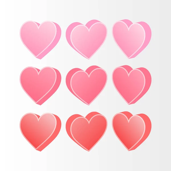 Love Heart Gradient Colors Icon Design Collection Romance Valentine Art — Image vectorielle