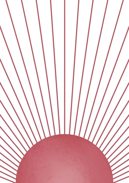 Soleil Burst Terracotta Color Boho Sun Illustration Print Boho Minimaliste — Photo