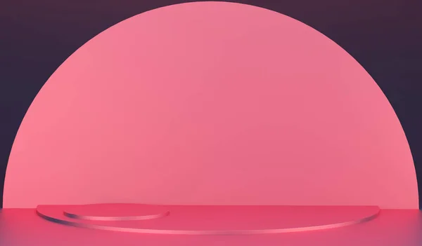 Empty Pink Podium Half Circle Background Rendering Product Display — Foto de Stock