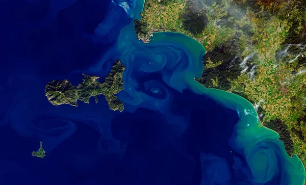 Aerial View Amazing Turquoise Sea Beautiful Italian Coast Image Mediterranean — Stock Photo, Image