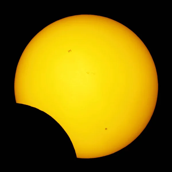 Photo Éclipse Solaire Depuis Espace Lune Passe Entre Soleil Terre — Photo