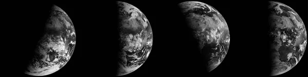 Earth's Seasons, Equinoxes and Solstices from Space, Black and White World Satellite Image. The Earth's solstice, winter summer solstice, spring fall equinox. Elements of this image furnished by NASA.