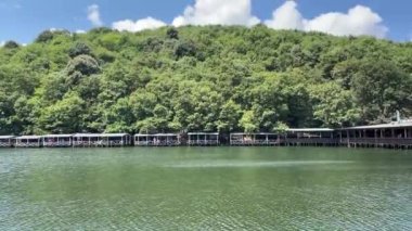 Sakligol Hidden lake in Sile district of Istanbul Province, Turkey. Peaceful natural lakeside view. Calming nature 4K footage.