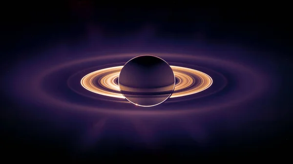 Saturn planet on space, Sci-fi fantasy 16:9 wallpaper concept. Saturn planet and rings close up. Elements of this image furnished by NASA.