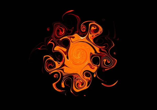 Texture Abstraite Tourbillonnante Flamme Orange Sur Fond Noir Papier Peint — Photo