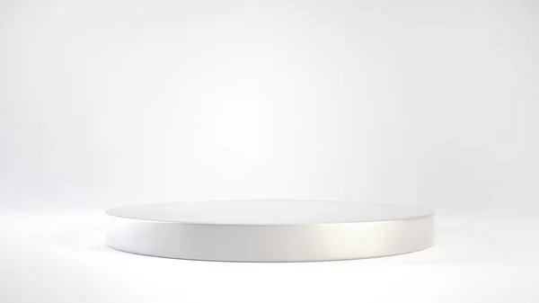 Vazio Close Pódio Pedestal Display Fundo Branco Com Conceito Carrinho — Fotografia de Stock