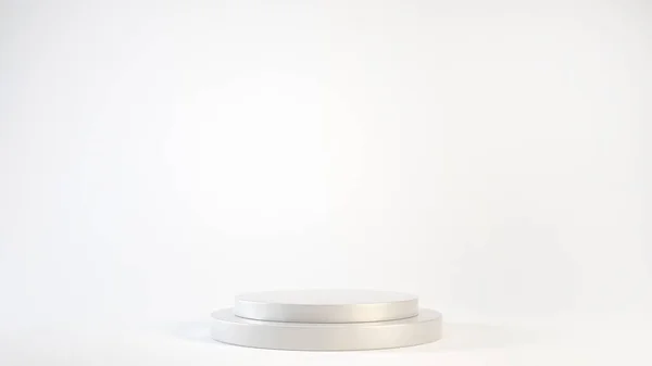 Podium Cinza Vazio Exibição Pedestal Fundo Branco Com Conceito Suporte — Fotografia de Stock