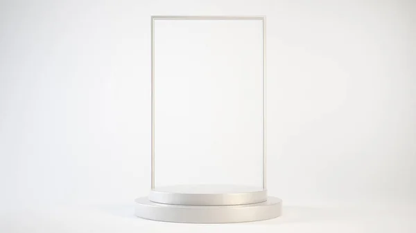 Podium Vazio Exibição Pedestal Fundo Branco Com Conceito Suporte Cilindro — Fotografia de Stock