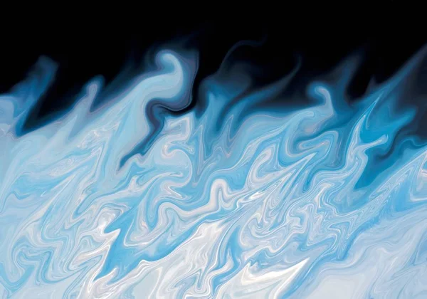 Abstract background texture of liquid fluid light blue flame marble wallpaper on black surface.