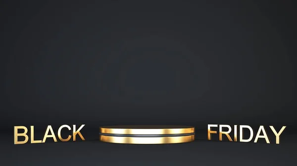 Black Friday Gold Podium Pedestal Black Background Luxury Elegant Black — Stock Photo, Image