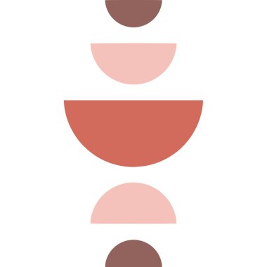 Boho Vector Wall Art Illustration Modern Geometric Half Circles Terracotta Evreleri.
