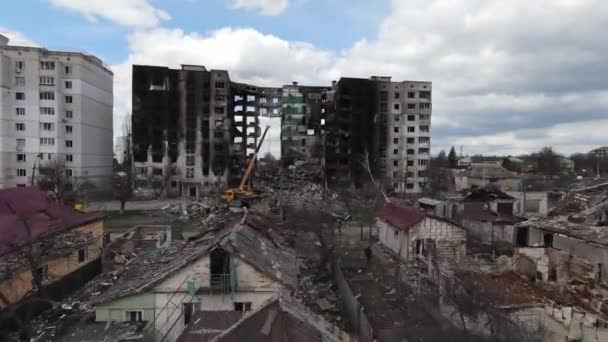 Borodyanka Región Kiev Ucrania Abril 2022 Destruido Por Edificio Residencial — Vídeo de stock