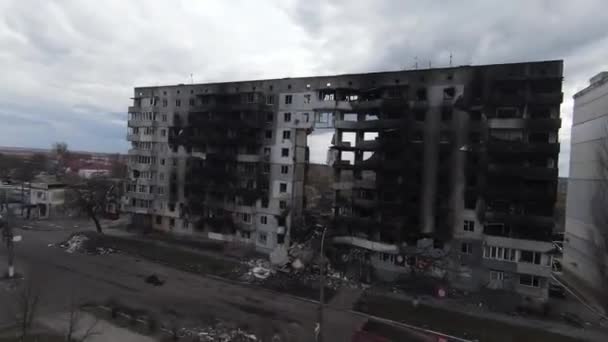 Borodyanka Região Kiev Ucrânia Abril 2022 Destruída Pelo Edifício Residencial — Vídeo de Stock