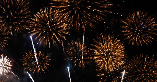 Fuoco Artificio Oro Festeggiare Anniversario Felice Anno Nuovo 2022 Luglio — Foto Stock