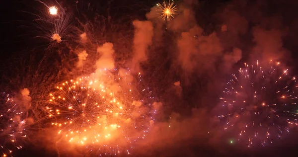 Złote Fajerwerki Świętują Rocznicę Szczęśliwego Nowego Roku 2022 Lipca Festiwalu — Zdjęcie stockowe