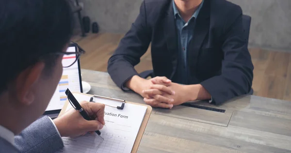 Jobb Sökande Som Har Intervju Med Human Resources Manager Jobb — Stockfoto