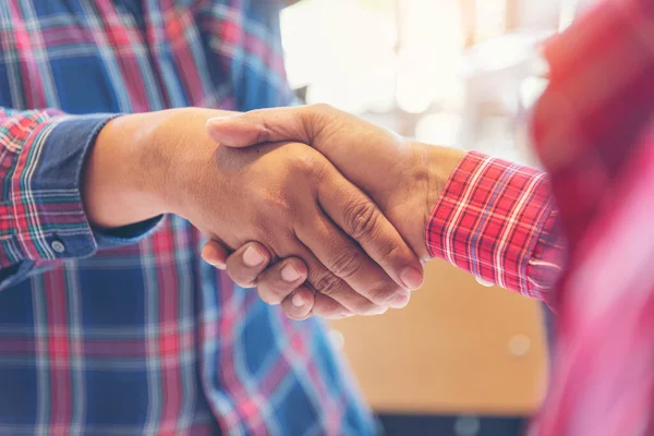 Team Business Partners Skakar Hand Tillsammans Till Hälsning Starta Småföretag — Stockfoto