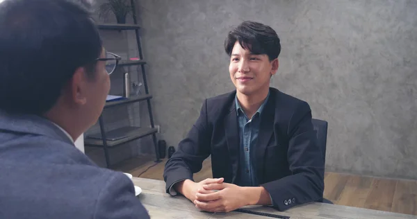 Asian Man Colleague Friendship Meeting Work Happiness Two Men Colleague — Stock Photo, Image