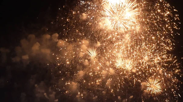 Golden Firework Happy New Year 2023 4Th July Holiday Festival — Zdjęcie stockowe