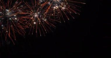 Golden Firework celebrate anniversary independence day night time celebrate national holiday. Countdown to new year 2023 party time event. Happy new year 2023, 4th of july holiday festival concept