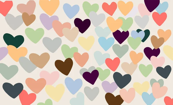 Vektor Illustration av Tappande Hjärtan. Pastellbakgrund. Färgglada ljusa hjärtan vektor mönster. — Stock vektor