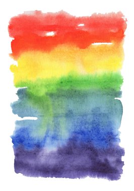 Tasarımınız için beyaz arka planda el boyası suluboya soyut gökkuşağı gradyan lekesi